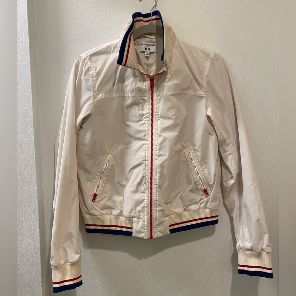 Uniqlo x Ines De La Fressange Paris Off-White Zip-Up Windbreaker Bomber Jacket